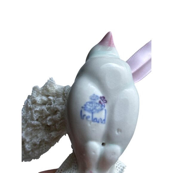 Irish Dresden Porcelain Dove Ornament With Pink Ribbon & Lace Detailing - Picture 5 of 10